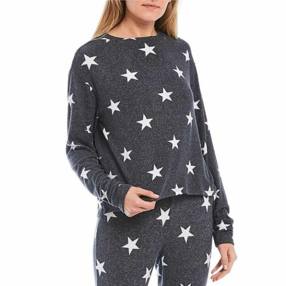 Fornia Gray/White Star Print Pullover Sweatshirt size Medium